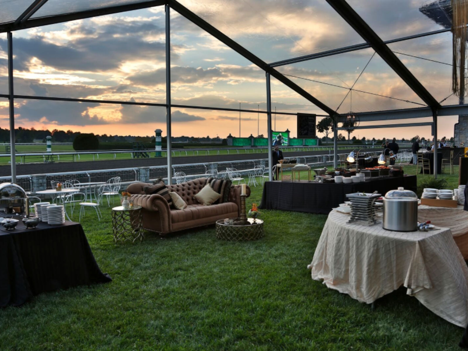 Tent overlooking Jockeytips Club lawn